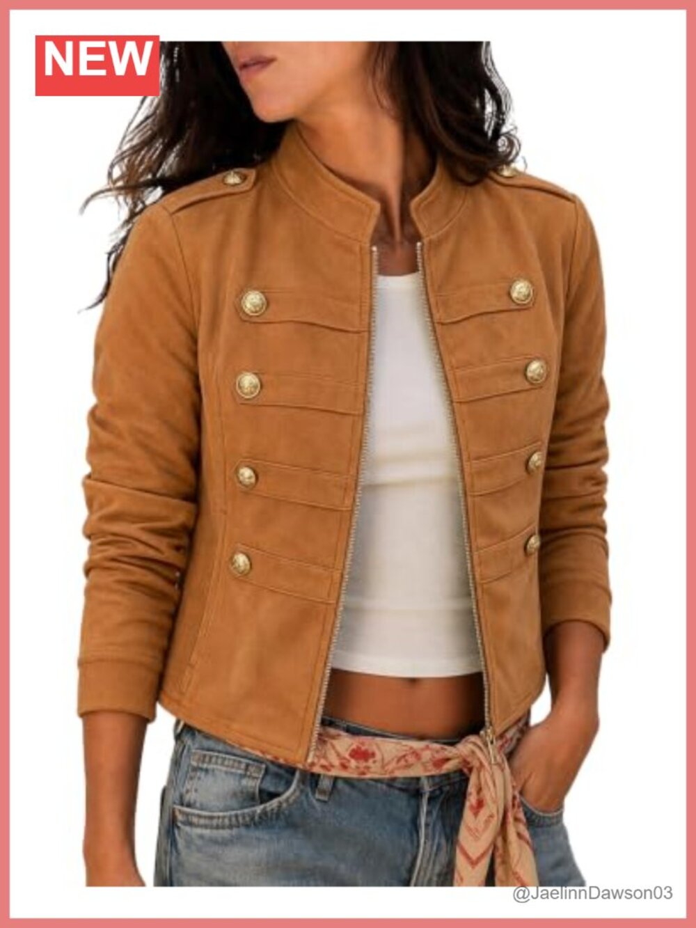 Faux Suede Cropped Jacket Lightweight Stand Collar Zip Fall Coat
